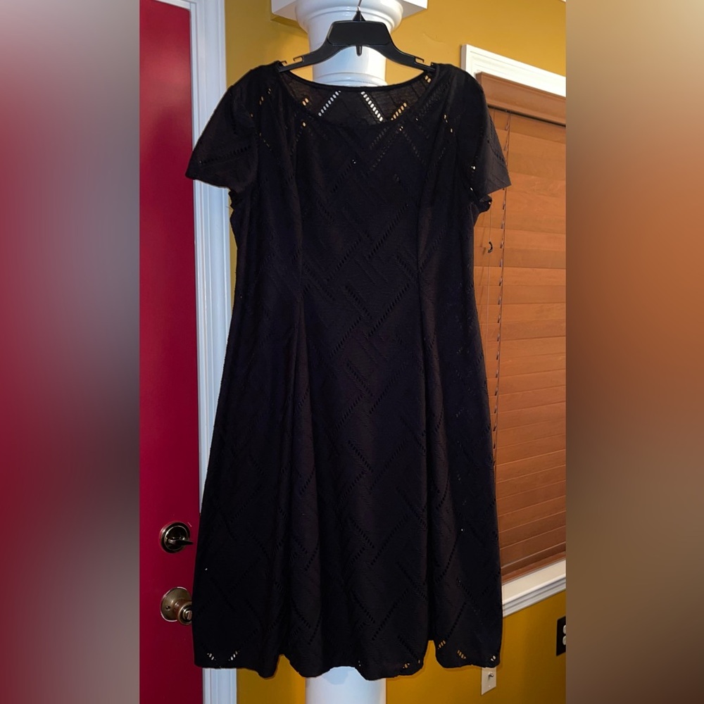 Black Midi Dress with Crew Neck